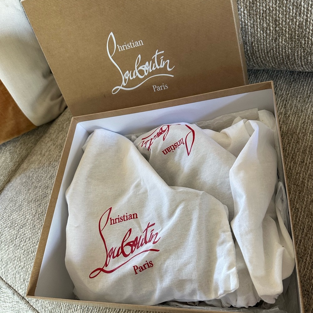 Christian Louboutin Red Soled Spike-Trim Shoe (Black Upper)